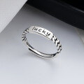 wholesale S925 Sterling Silver Korean-style Lucky Ring Minimalist Textured Ins Trendy Hong Kong Fashion Women's Index Finger Ring-0-0