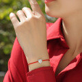 wholesale S925 Sterling Silver Moissanite Bracelet Heart-shaped Rope Bracelet Chinese-style Jewelry New Valentine's Day Best-seller Neo-Chinese Bracelet-0-3