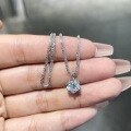 wholesale Rhodium-plated, sparkling star round diamond necklace for women, lightweight luxurydesign, versatile 1ct moissanite pendant collarbone chain-0-0
