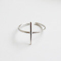 wholesale S925 Sterling Silver AR968 Korean Style Minimalist Geometric Cross Small Cylinder Open Joint Ring-0-2