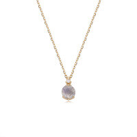 wholesale S925 Silver Plated 14K Gold Japanese Light Luxury OL Versatile Natural Labradorite Women's Necklace and Stud Earrings Wholesale Set Jewelry-Natural Labradorite Necklace 925 Silver