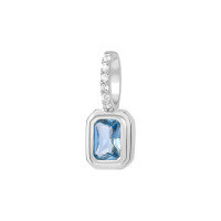 wholesale S925 Sterling Silver French Zodiac Necklace With Colorful Zircon Pendant-A3809-Light Blue Zirconium/White Gold_Pendant 925 Silver