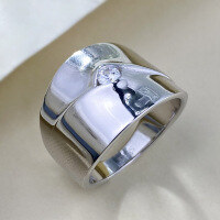 wholesale S925 Silver Edition 3mm Zircon High-End Wide Band Ring for Women, Fashionable and Luxurious-R1386>No.7