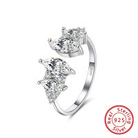 wholesale S925 Sterling Silver Cloud-Pull Jewelry Open-Ended Diamond Ring, Korean Style Elegant Little Luxury Fashion Rings Manufacturer-Platinum Adjustable opening