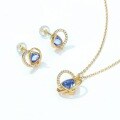 wholesale S925 Sterling Silver Gold-Plated Korean and Japanese New Light Luxury Synthetic Blue Crystal Heart Necklace Collarbone Chain Wholesale from Manufacturer-0-4
