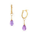 wholesale 925 Sterling Silver Japanese-style Light Jewelry Natural Bud Amethyst Dangling Earrings Ear Cuffs for Women, Detachable Earrings-0-1
