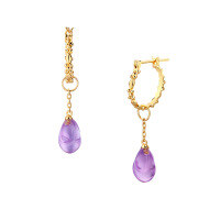wholesale 925 Sterling Silver Japanese-style Light Jewelry Natural Bud Amethyst Dangling Earrings Ear Cuffs for Women, Detachable Earrings-Earrings and clip earrings set>925 silver