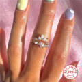 wholesale S925 Sterling Silver Creative Mini Bouquet Ring with Triangular Diamond Inlay, Korean Style Trendy Accessory-0-2