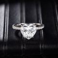 wholesale S925 silver plated with 18k white gold 95mm heart-shaped 35ct moissanite engagement ring for women-0-1