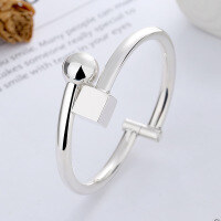 wholesale S925 Sterling Silver Korean-style Geometric Sphere Cube Open Design Minimalist Bracelet for Women-YS191M/approx. 19.2g 925 silver