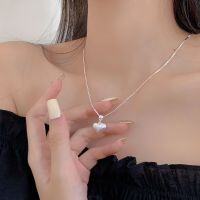 wholesale 925 Sterling Silver Matte Brushed Heart Pendant Necklace for Women, Spring and Summer New Arrival, High-End Minimalist Style Choker-Length 45+5CM (pure silver)