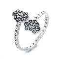wholesale S925 Sterling Silver Retro Auspicious Ruyi Lock Twist-Edged Openable Ring with Symbolic Meaning, Literary Style Index Finger Ring for Women-0-4