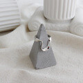 wholesale S925 Sterling Silver JF226 Korean Style Personalized Silver Ring, INS Minimalist Niche Asymmetrical Line U-Shape Ring for Women-0-1