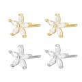 wholesale 925 Sterling Silver Zircon Flower Stud Earrings For Women-0-0