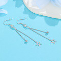 wholesale S925 Sterling Silver European Style Pearl Star Earrings with Tassels for Women, Cross-border New Accessory-0-3
