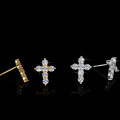 Sterling Silver Moissanite Cross Geometric Earrings, High-Quality Export-0-2