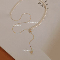 wholesale S925 Sterling Silver Red Elk All-Over Pearl Shell Pearl Necklace, Ins Euro-American Minimalist Style, Niche, Versatile and Fashionable-BX0210-Gold 925 Silver