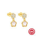 wholesale S925 Sterling Silver Double-Layer Heart Earrings with Diamonds, Butterfly, Pearl, and Petal Design-0-10