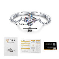 S925 Silver Light Luxury Clover Ring with Moissanite, Minimalist and Versatile for Daily Commute.-24-point D-color moissanite  Size 8 (US size)