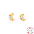 wholesale S925 Sterling Silver Creative Cobra Chain Earrings with Star Moon and Diamond Inlay-0-4