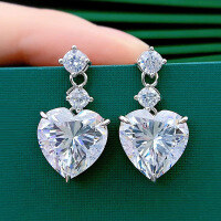 wholesale S925 Silver Jewelry New Cross-Border Hot Selling Exquisite Light Luxury Style Flash Diamond Pink Zircon Earrings for Women-White 925 silver