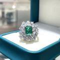 Metal Alloy Sparkling Emerald Necklace Earrings Ring Jewelry Set-0-4