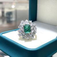Metal Alloy Sparkling Emerald Necklace Earrings Ring Jewelry Set-Simulated Emerald Ring  US Size 9