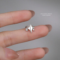 wholesale 925 Sterling Silver Single Star Ear Clips For Women-Platinum/single 925 silver