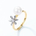 wholesale S925 Sterling Silver New Fashion Minimalist Small Orchid Freshwater Pearl Ring for Women with Color-Specific Electroplating-0-1