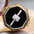 wholesale S925 Silver 1-carat D-color moissanite ring emerald cut pagoda fancy cut moissanite ring cross-border wholesale-0-4
