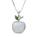 wholesale 925 sterling silver with certificate Hetian jade apple pendant, wholesale fashionable small jade pendant necklace for women-0-4