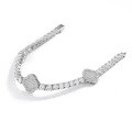 925 Silver Full Moissanite Four-Leaf Clover Bracelet, Women's Minimalist Luxury Design-0-0