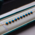 wholesale 18k gold-plated sterling silver natural turquoise bead bracelet with a simple and stylish design, versatile for women-0-2