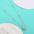 wholesale S925 Sterling Silver Moissanite Diamond Necklace, Light Luxury Minimalist Niche Circular Collarbone Chain with Beating Heart Moving Pendant-0-2