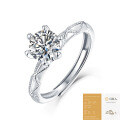 S925 Silver Moissanite Six-Claw Light Luxury Adjustable Ring-0-42
