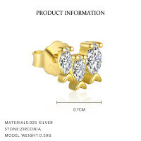 wholesale S925 Sterling Silver Marquise Zirconia Drop Dangle Earrings With Crystal Accents And Tassel-E4858-Gold/Single 925 Silver