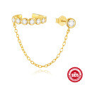 wholesale S925 Sterling Silver rhinestone chain tassel ear clip thread ear stud, Korean style-0-5