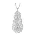 wholesale 925 Silver Gold-Plated Chain with High-Carbon Diamond and Peacock Feather White G Light Luxury Fashion Jewelry Necklace for Women-0-4