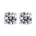 wholesale 925 Sterling Silver 7mm Zircon Earrings Round Wholesale High-Quality Women's Four-Prong 1 Carat Stud Earrings-0-8