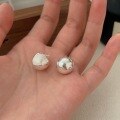 wholesale S925 Sterling Silver Semi-Sphere Stud Earrings for Women, Fashionable and Elegant Minimalist New Korean and Japanese Heavy Work Earrings-0-2