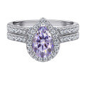 wholesale S925 Sterling Silver 15ct Pear-Shaped Moissanite Ring Set for Women High-End Stackable Rings Jewelry for Men-0-13