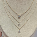 wholesale 18K Gold Teardrop Cultured Diamond Necklace Pear-Shaped Diamond Collarbone Chain-0-3