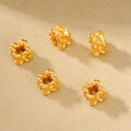 wholesale Metal: S925 ancient method silver gold-plated Engraved four-sided small floral square spacer bead for DIY handmade beading and braided bracelets-0-1