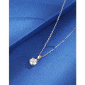 wholesale 925 Sterling Silver Moissanite Necklace for Women, 1 Carat Single Diamond Pendant Collarbone Chain, Minimalist Luxury Gift-0-2