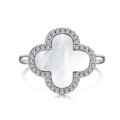 wholesale S925 Sterling Silver Women's Heart-Shaped Four-Leaf Clover Zircon Separate Design Small Luxury Ring-0-4