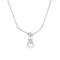 wholesale S925 Silver Ins-style Imitation Pearl Knot Necklace for Women, Minimalist and Chic, High-end Feel, Niche Collarbone Chain-0-4