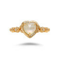 wholesale S925 Silver and 14K Gold Winter Sweet Style White Crystal and Mother-of-Pearl Heart Ring by Dunli Jewelry-0-4
