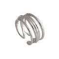 wholesale S925 Sterling Silver HJZ1025 Korean-style Ring, INS Minimalist Multi-layer Line Wrapped Open Adjustable Silver Ring-0-4