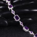wholesale S925 Sterling Silver Luxury Design Natural Amethyst Bracelet 19 Carats European and American Style Gemstone Bracelet-0-1