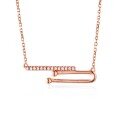 wholesale 18K rose gold and 9K gold asymmetrical diamond line necklace for women, perfect for fashionable commutes and as a gift for your girlfriend-0-0